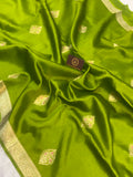 Mehendi Green Pure Banarasi Handloom Silk Saree - Aura Benaras