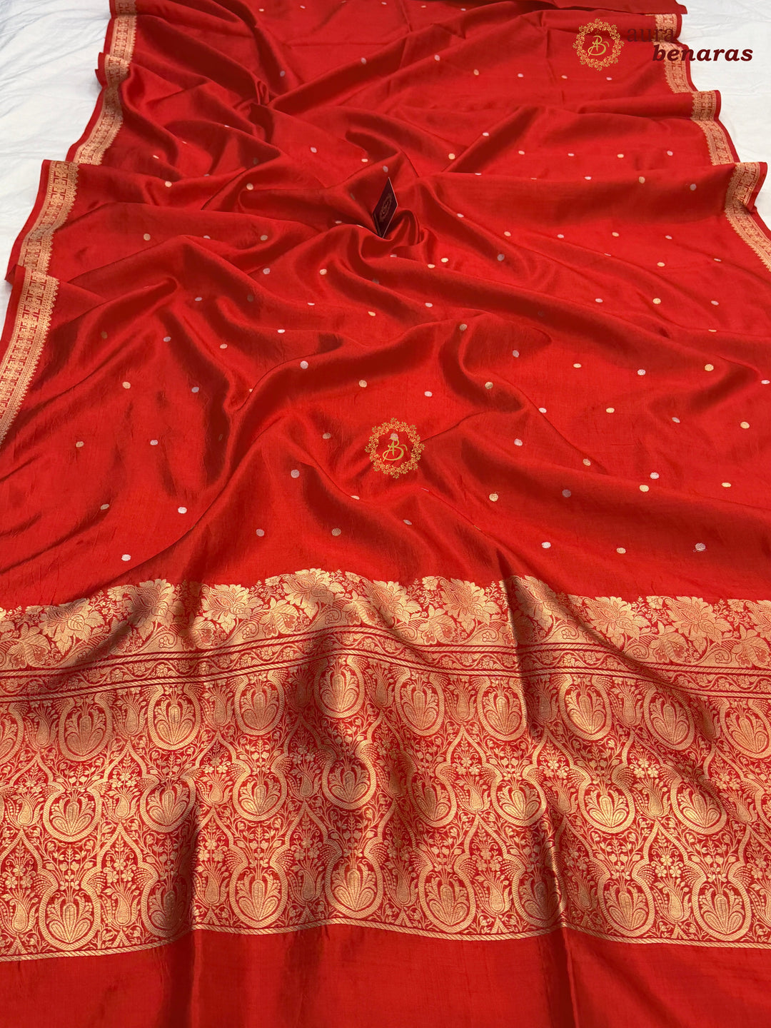 Red Pure Banarasi Handloom Silk Saree - Aura Benaras