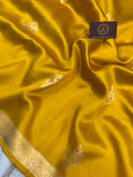 Mustard Yellow Pure Banarasi Handloom Silk Saree - Aura Benaras