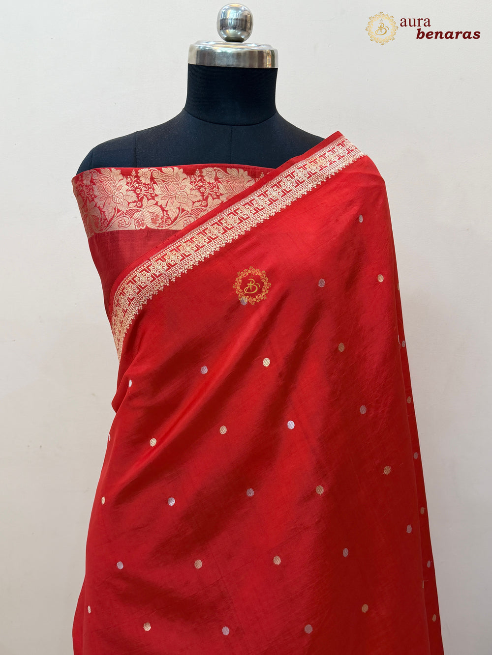 Red Pure Banarasi Handloom Silk Saree - Aura Benaras