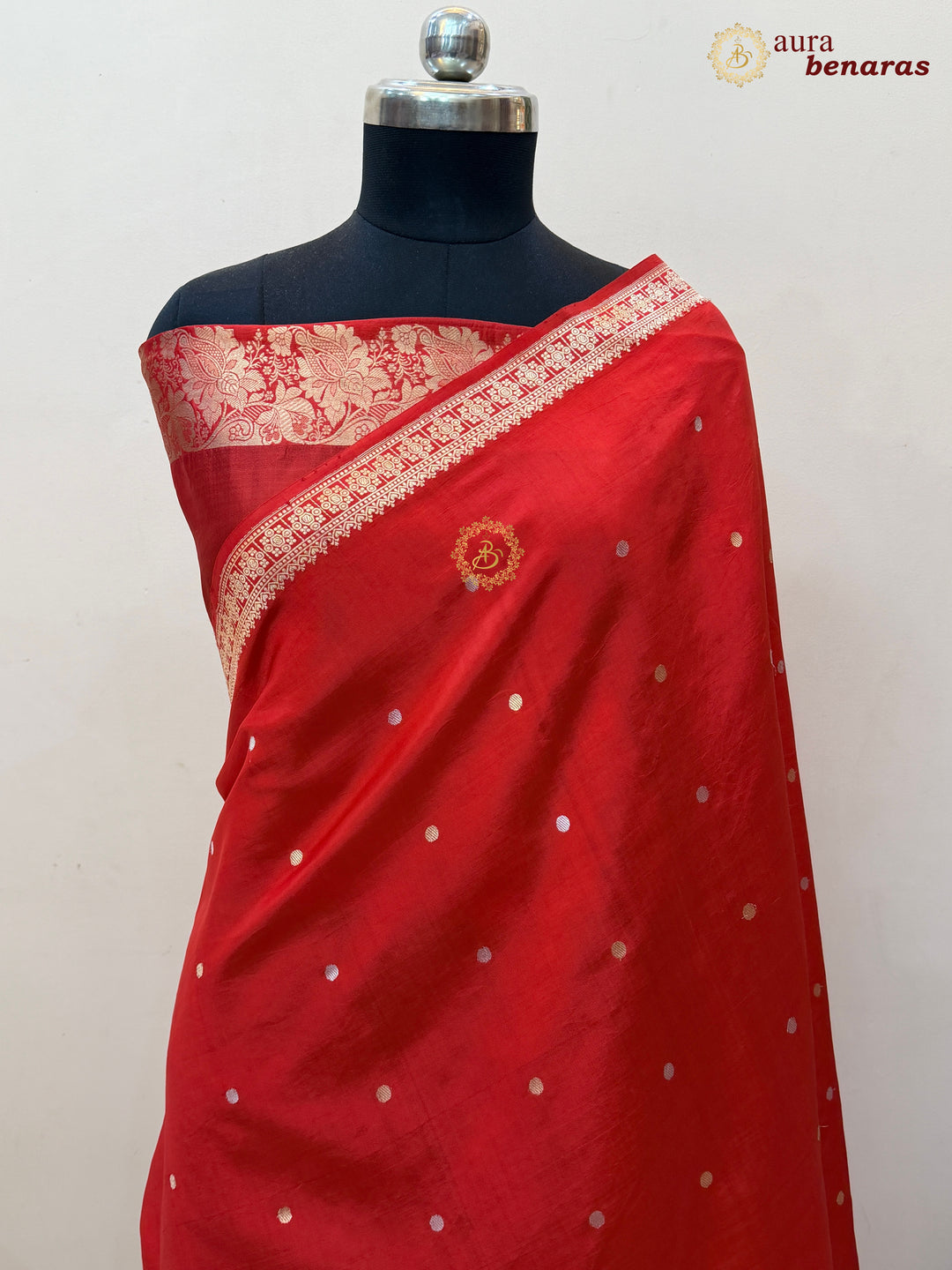 Red Pure Banarasi Handloom Silk Saree - Aura Benaras