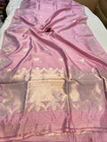 Baby Pink Pure Banarasi Handloom Silk Saree - Aura Benaras