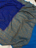 Royal Blue Pure Banarasi Khaddi Georgette Saree - Aura Benaras