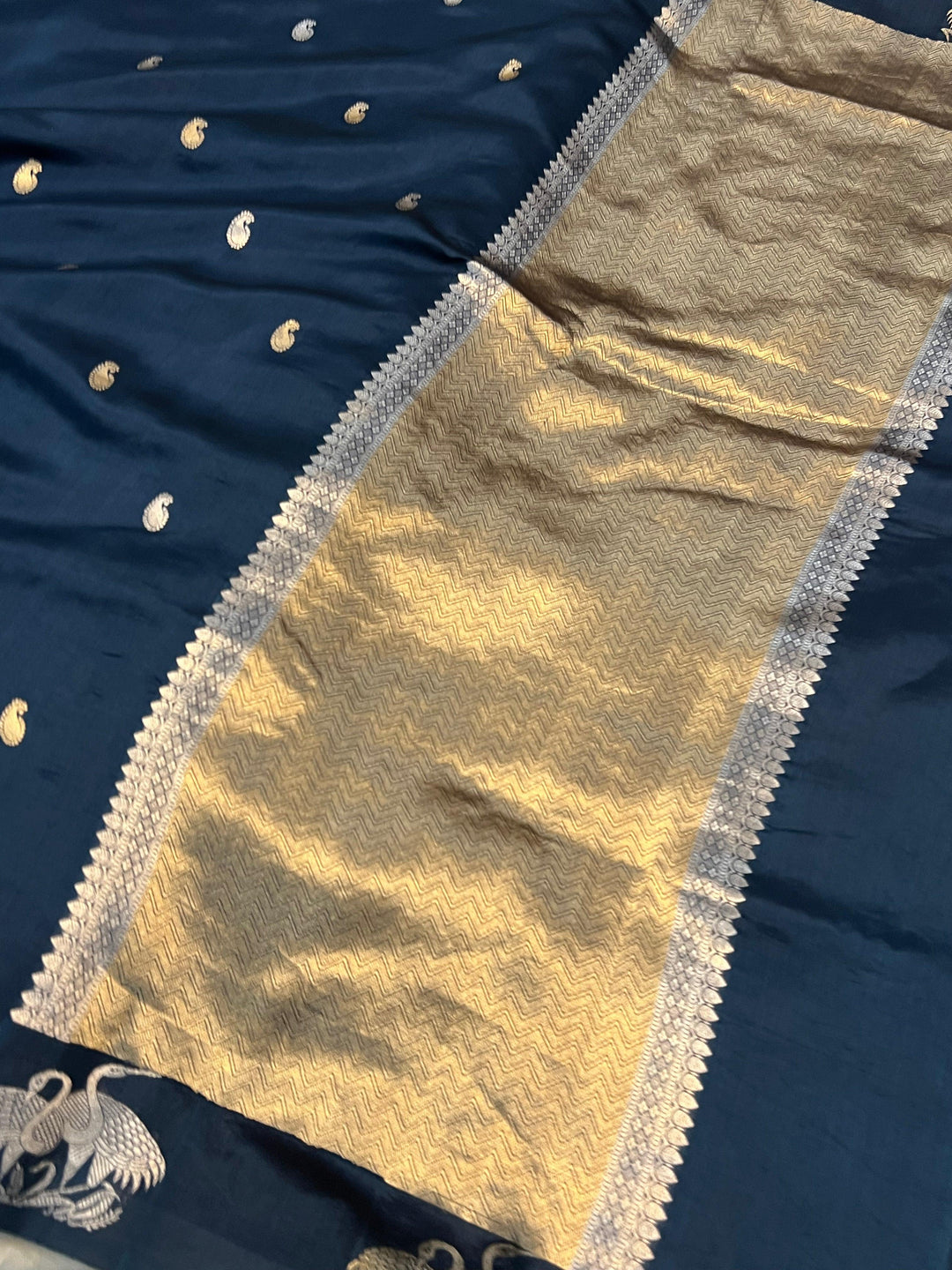 Teal Pure Banarasi Handloom Silk Saree - Aura Benaras