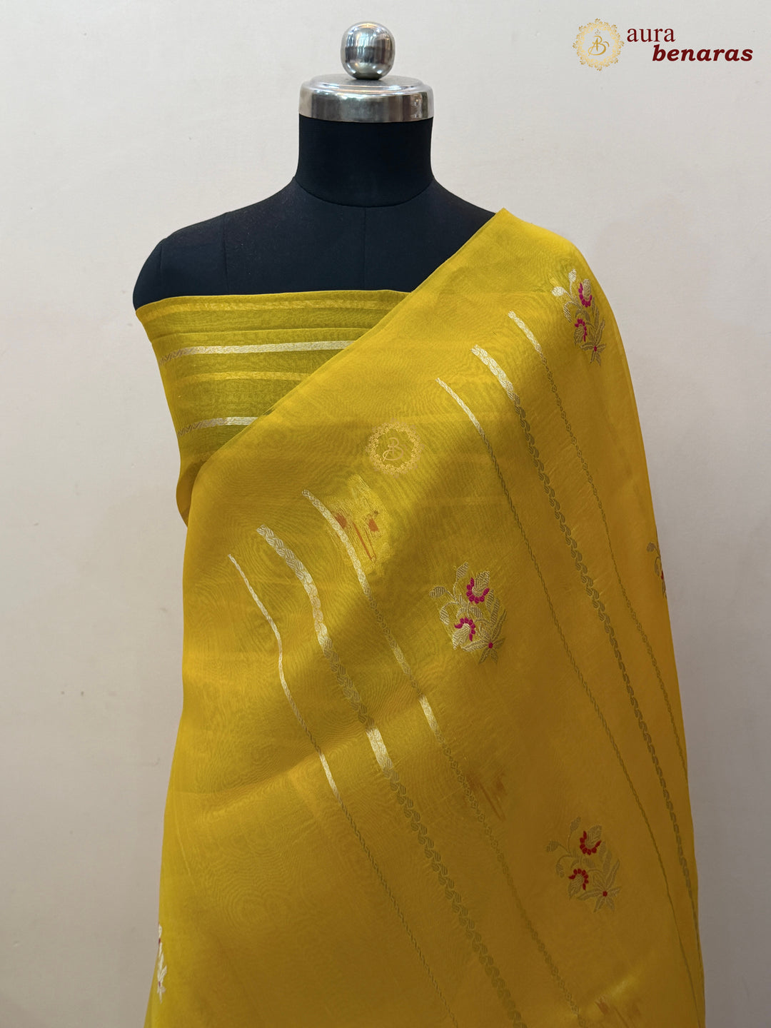 Yellow Pure Kora Silk Handloom Banarasi Saree with Kadhwa Weave