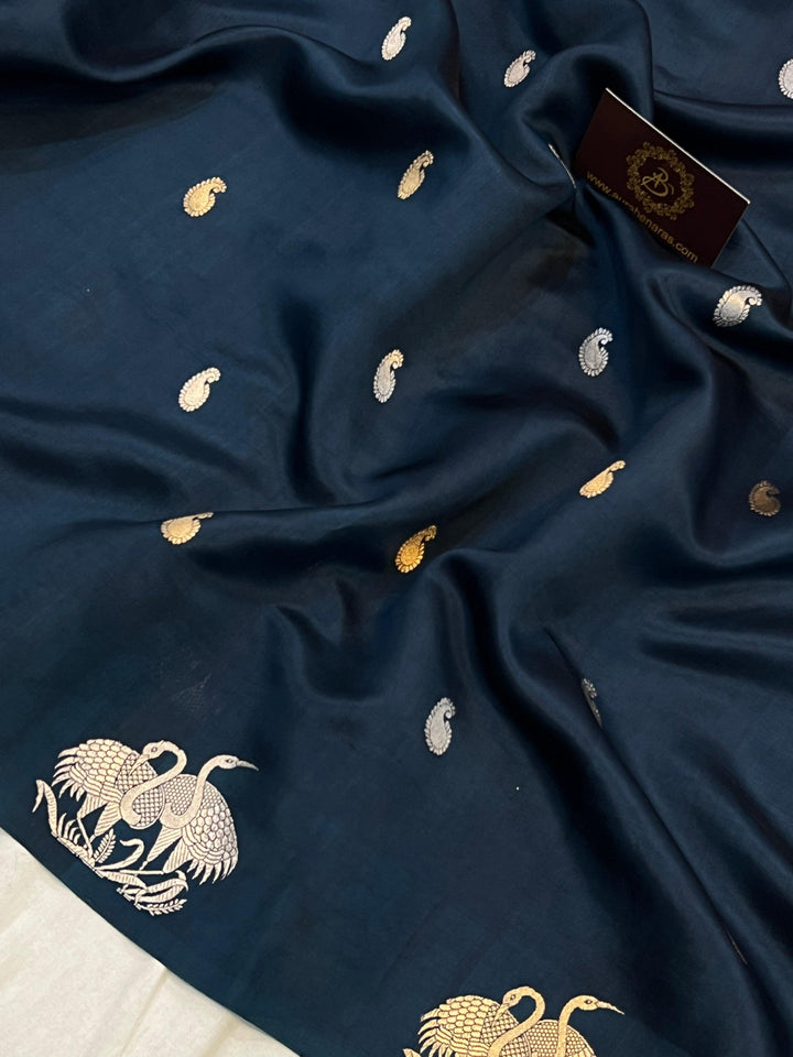 Teal Pure Banarasi Handloom Silk Saree - Aura Benaras