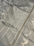 Pastel Grey Pure Banarasi Handloom Silk Saree - Aura Benaras