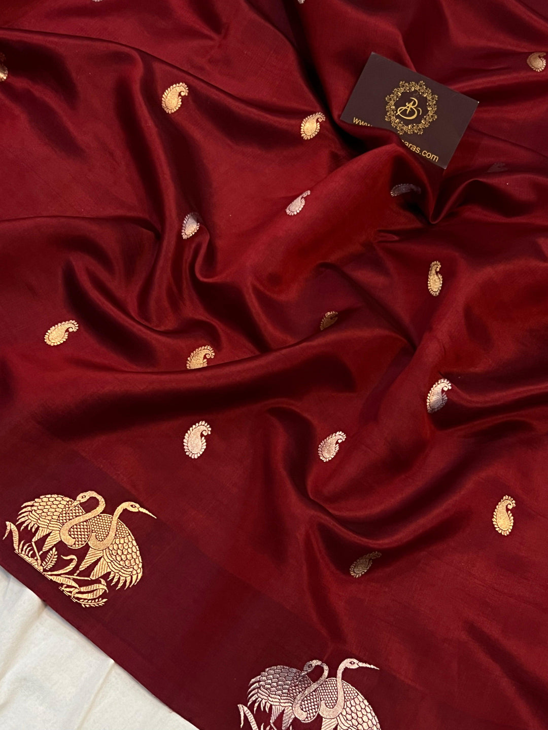 Maroon Pure Banarasi Handloom Silk Saree - Aura Benaras