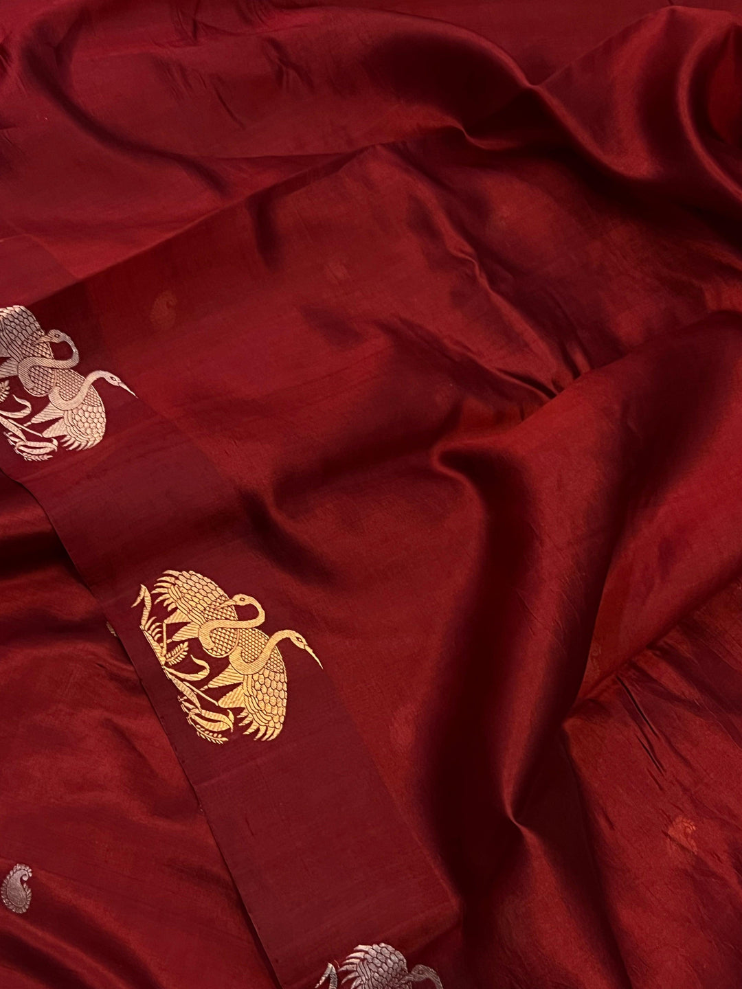 Maroon Pure Banarasi Handloom Silk Saree - Aura Benaras