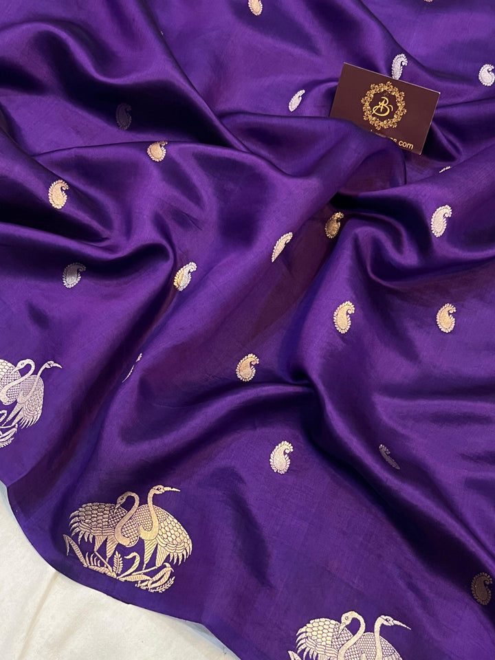 Purple Pure Banarasi Handloom Silk Saree