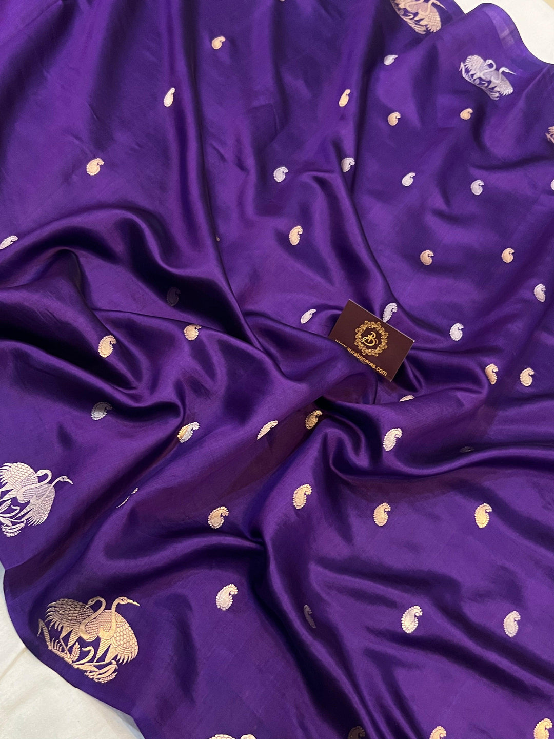 Purple Pure Banarasi Handloom Silk Saree