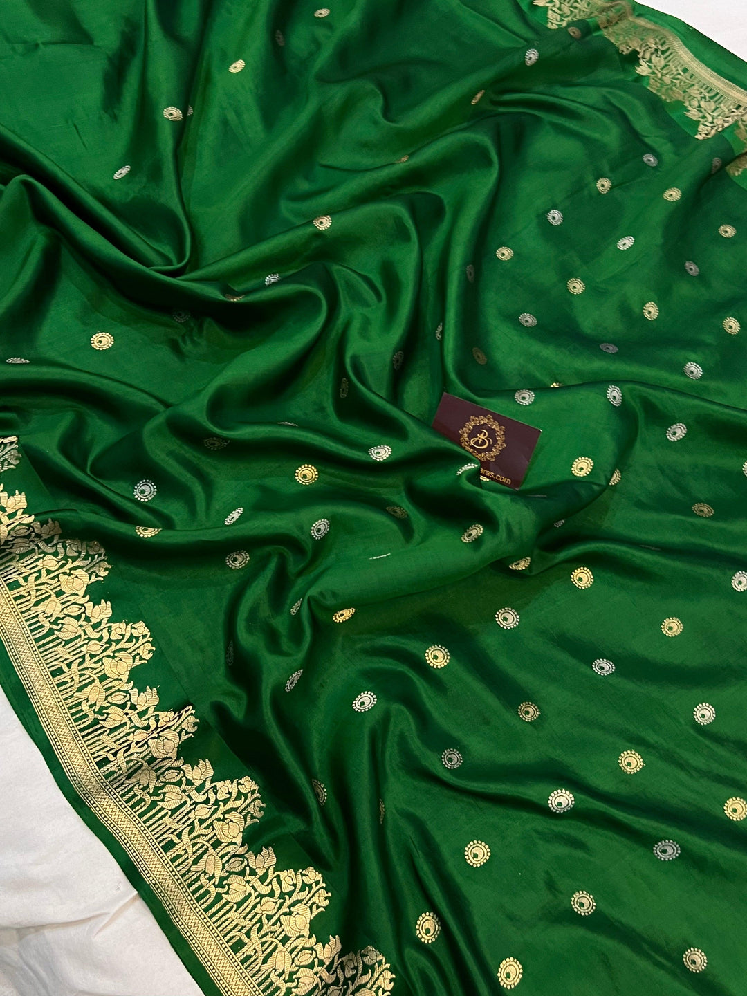 Green Pure Banarasi Handloom Silk Saree - Aura Benaras