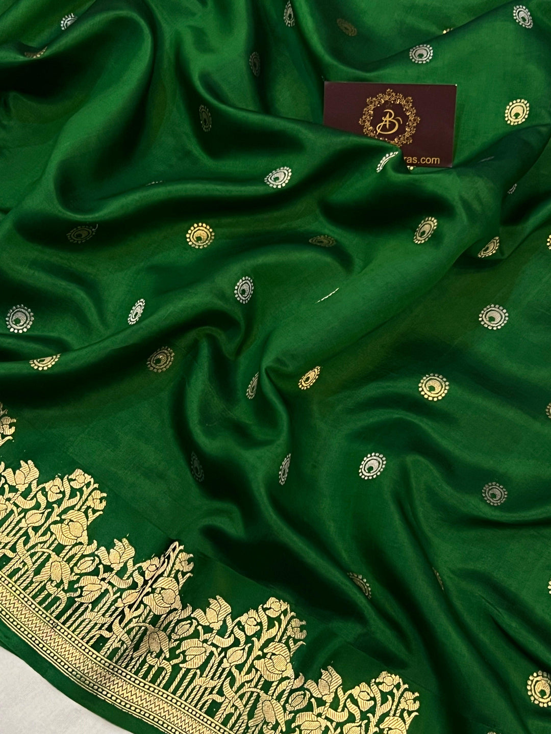 Green Pure Banarasi Handloom Silk Saree - Aura Benaras