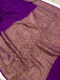 Purple Pure Banarasi Khaddi Georgette Saree - Aura Benaras