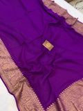 Purple Pure Banarasi Khaddi Georgette Saree - Aura Benaras