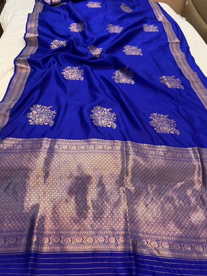 Royal Blue Pure Banarasi Handloom Silk Saree - Aura Benaras