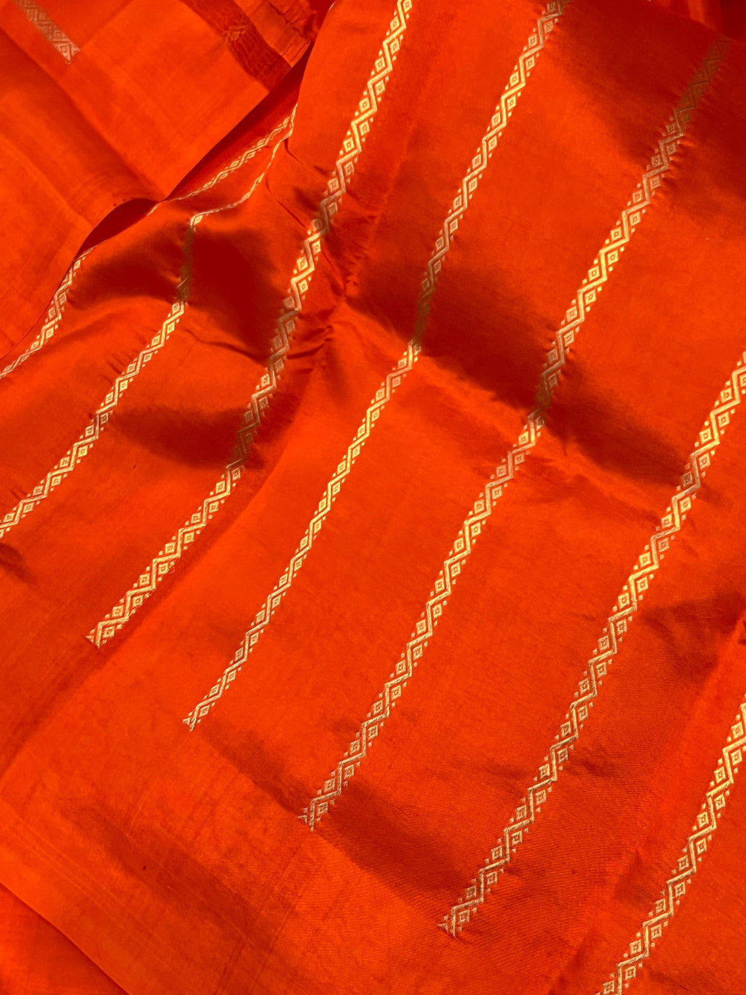 Orange Pure Banarasi Handloom Silk Saree - Aura Benaras