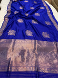 Royal Blue Pure Banarasi Handloom Silk Saree - Aura Benaras