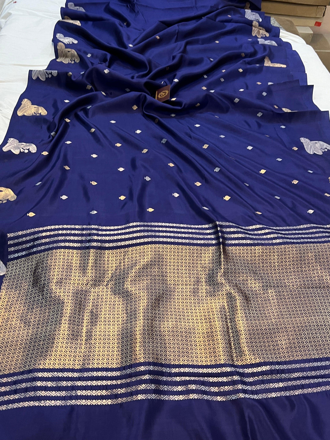 Navy Blue Pure Banarasi Handloom Silk Saree