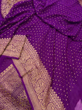 Purple Pure Banarasi Khaddi Georgette Saree - Aura Benaras