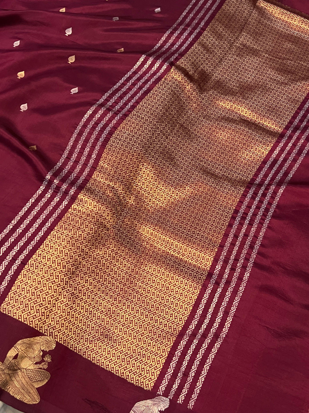 Wine Pure Banarasi Handloom Silk Saree - Aura Benaras