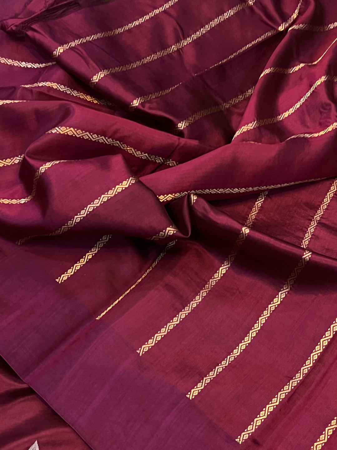 Wine Pure Banarasi Handloom Silk Saree - Aura Benaras