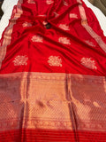 Red Pure Banarasi Handloom Silk Saree - Aura Benaras