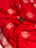 Red Pure Banarasi Handloom Silk Saree - Aura Benaras