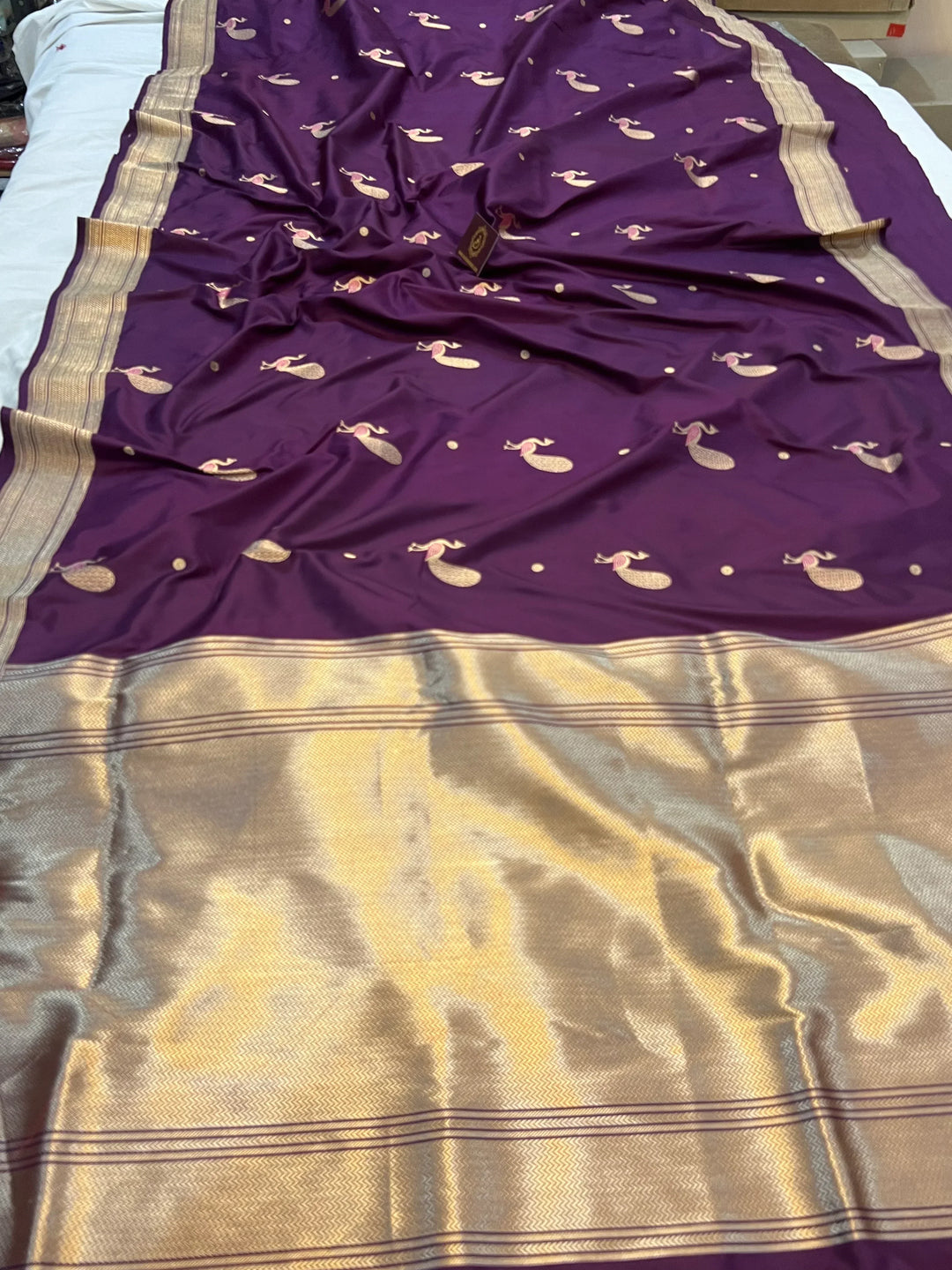 Wine Pure Banarasi Handloom Katan Silk Saree