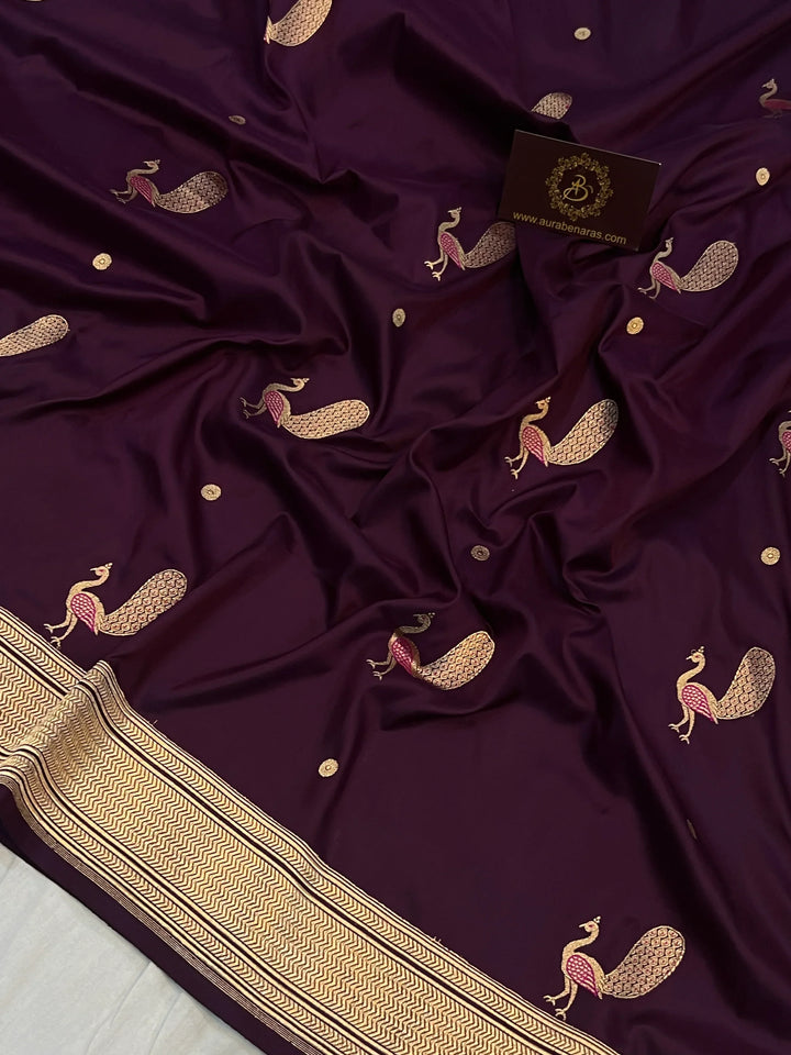 Wine Pure Banarasi Handloom Katan Silk Saree