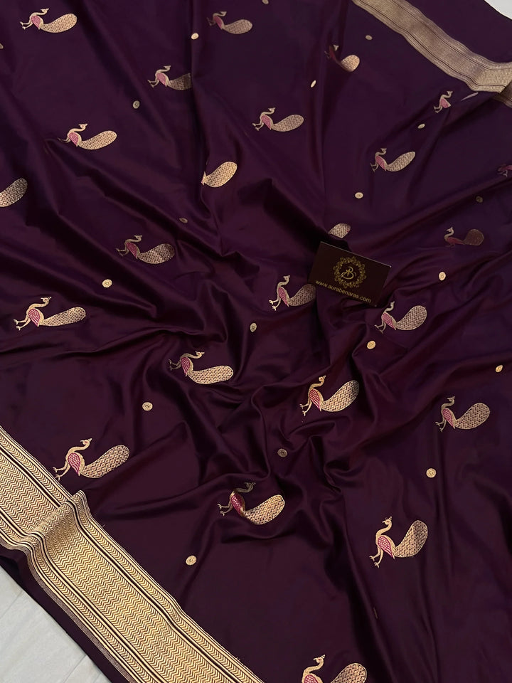 Wine Pure Banarasi Handloom Katan Silk Saree