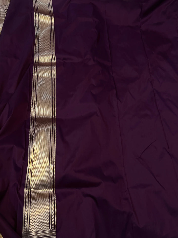 Wine Pure Banarasi Handloom Katan Silk Saree