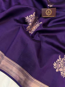 Purple Pure Banarasi Handloom Silk Saree - Aura Benaras