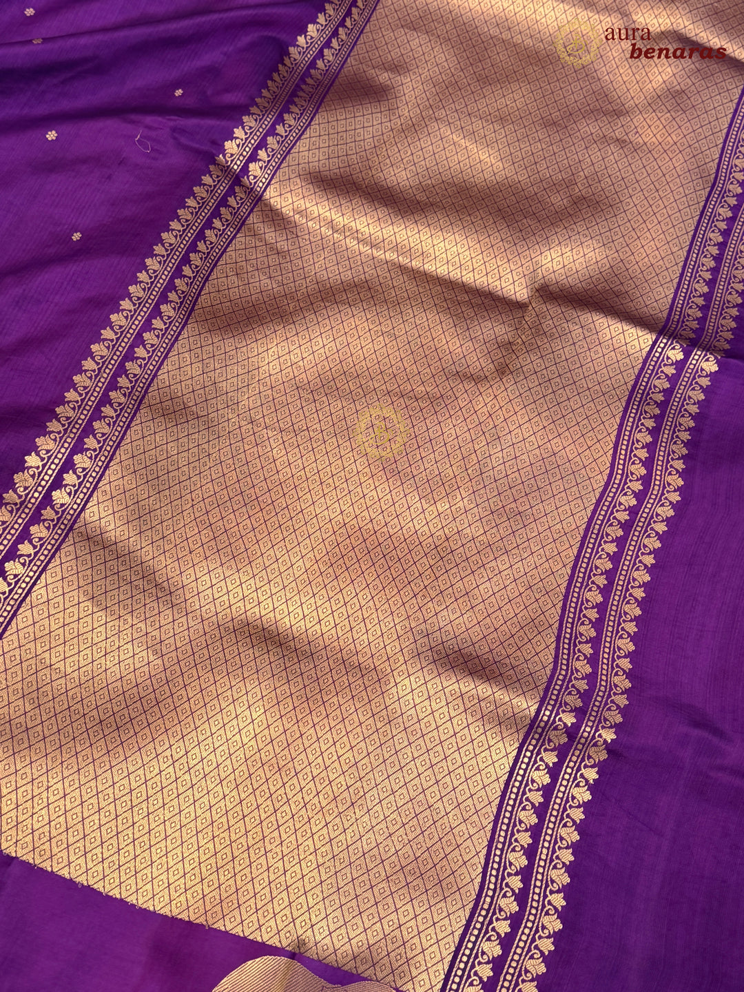 Purple Pure Katan Silk Banarasi Saree Kadhwa Elephant Motifs