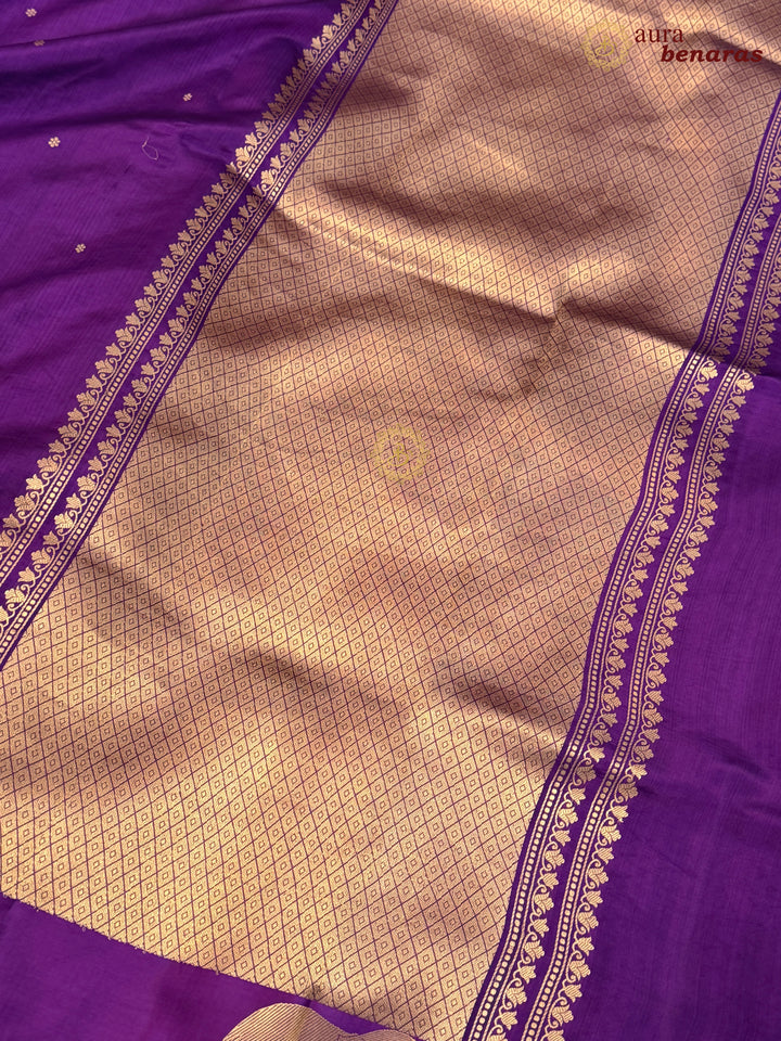 Purple Pure Katan Silk Banarasi Saree Kadhwa Elephant Motifs