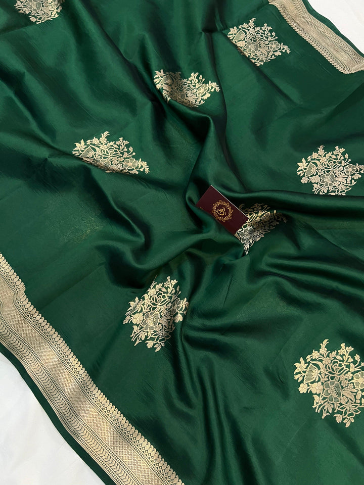 Green Pure Banarasi Handloom Silk Saree - Aura Benaras