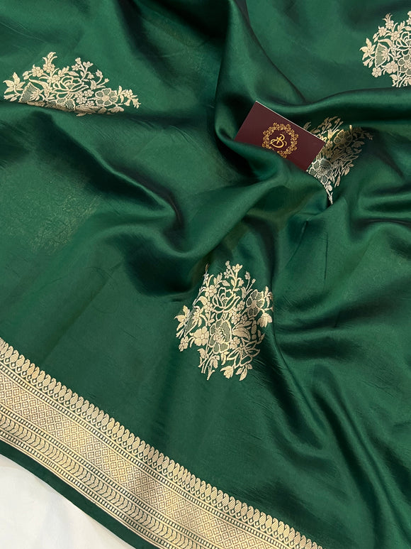 Green Pure Banarasi Handloom Silk Saree - Aura Benaras