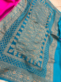 Rani Pink Pure Banarasi Khaddi Crepe Silk Saree - Aura Benaras