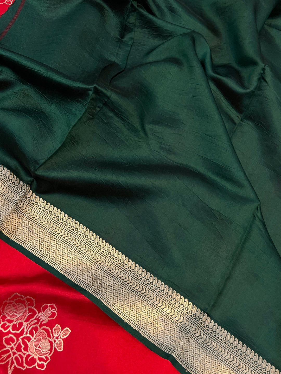 Red Pure Banarasi Handloom Silk Saree - Aura Benaras