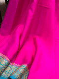 Rani Pink Pure Banarasi Khaddi Crepe Silk Saree - Aura Benaras