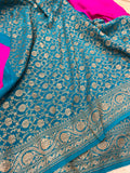 Rani Pink Pure Banarasi Khaddi Crepe Silk Saree - Aura Benaras