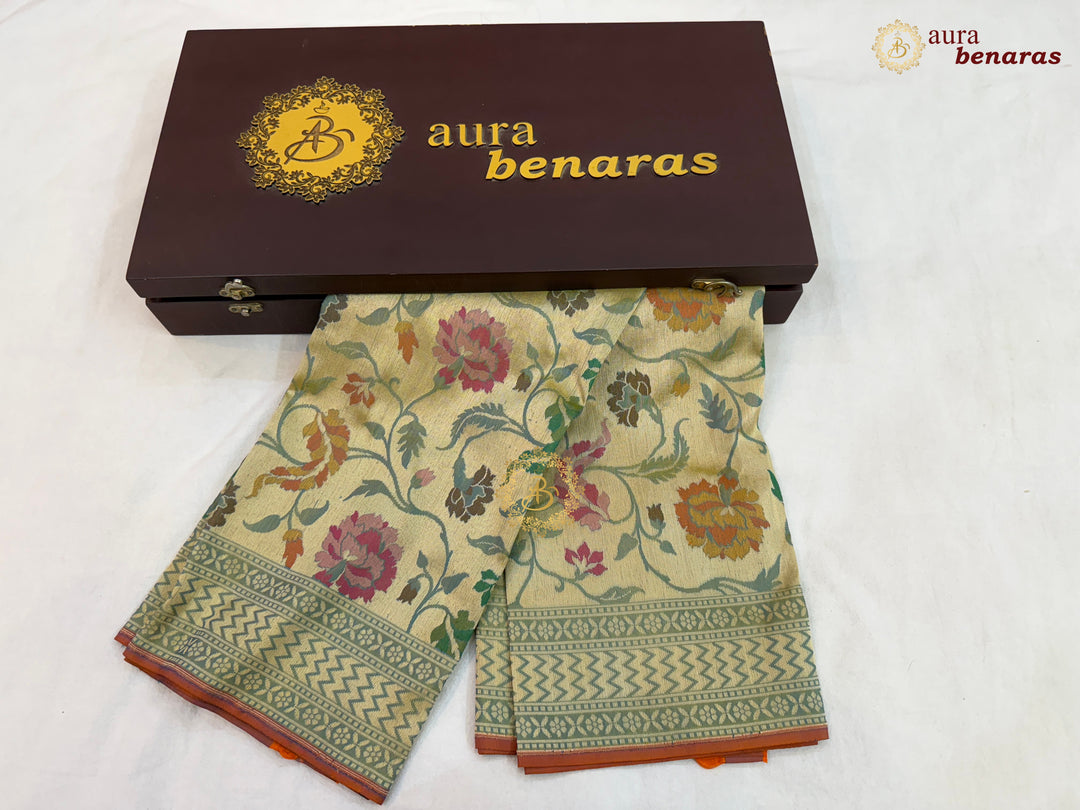 Sage Green Pure Banarasi Handloom Katan Silk Dupatta