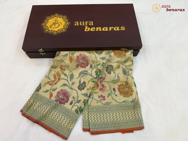 Sage Green Pure Banarasi Handloom Katan Silk Dupatta