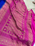 Royal Blue Pure Banarasi Khaddi Crepe Silk Saree - Aura Benaras