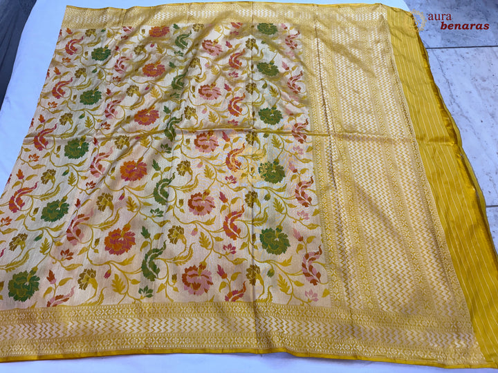 Yellow Pure Banarasi Handloom Katan Silk Dupatta