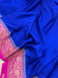 Royal Blue Pure Banarasi Khaddi Crepe Silk Saree - Aura Benaras