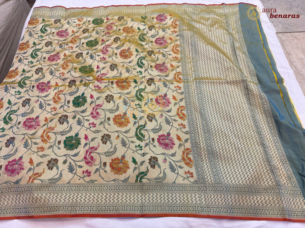 Sage Green Pure Banarasi Handloom Katan Silk Dupatta