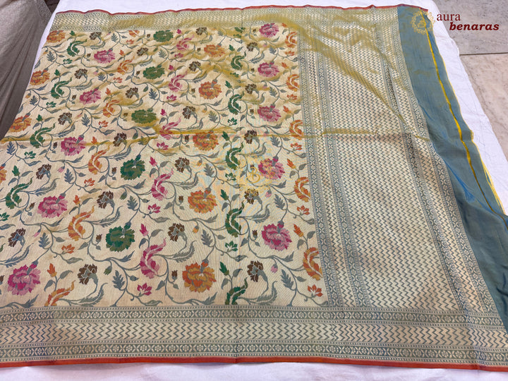 Sage Green Pure Banarasi Handloom Katan Silk Dupatta