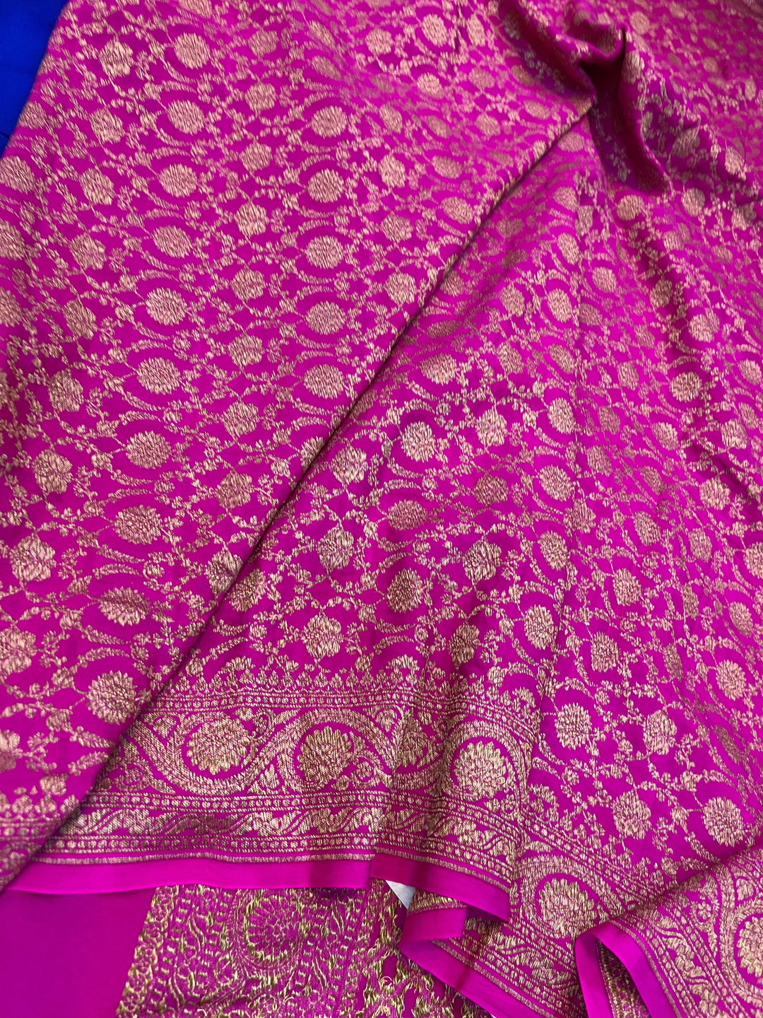 Royal Blue Pure Banarasi Khaddi Crepe Silk Saree - Aura Benaras