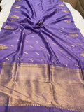 Lavender Pure Banarasi Handloom Silk Saree - Aura Benaras